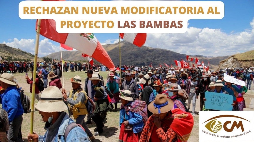 RECHAZAN NUEVA MODIFICATORIA AL PROYECTO LAS BAMBAS