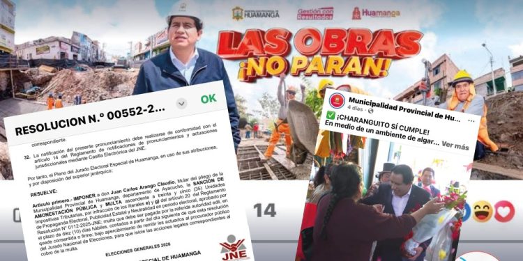 𝗝𝗘𝗘 𝗗𝗘 𝗛𝗨𝗔𝗠𝗔𝗡𝗚𝗔 𝗦𝗔𝗡𝗖𝗜𝗢𝗡𝗔 𝗔𝗟𝗖𝗔𝗟𝗗𝗘 𝗝𝗨𝗔𝗡 𝗖𝗔𝗥𝗟𝗢𝗦 𝗔𝗥𝗔𝗡𝗚𝗢 𝗖𝗢𝗡 𝗖𝗔𝗦𝗜 𝗦/ 𝟰𝟬𝟬 𝗠𝗜𝗟 𝗣𝗢𝗥 𝗜𝗡𝗙𝗥𝗜𝗡𝗚𝗜𝗥 𝗡𝗢𝗥𝗠𝗔𝗦 𝗘𝗟𝗘𝗖𝗧𝗢𝗥𝗔𝗟𝗘𝗦