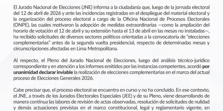 𝗝𝗡𝗘 𝗗𝗘𝗖𝗟𝗔𝗥𝗔 𝗜𝗡𝗩𝗜𝗔𝗕𝗟𝗘 𝗥𝗘𝗔𝗟𝗜𝗭𝗔𝗥 𝗘𝗟𝗘𝗖𝗖𝗜𝗢𝗡𝗘𝗦 𝗖𝗢𝗠𝗣𝗟𝗘𝗠𝗘𝗡𝗧𝗔𝗥𝗜𝗔𝗦 𝗧𝗥𝗔𝗦 𝗖𝗢𝗠𝗜𝗖𝗜𝗢𝗦 𝗚𝗘𝗡𝗘𝗥𝗔𝗟𝗘𝗦 𝟮𝟬𝟮𝟲